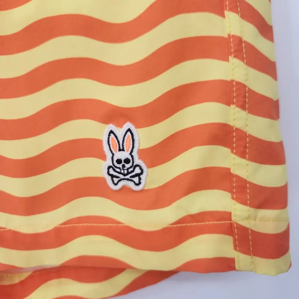 Psycho‎ Bunny Lemon Tonic Pridmouth Patterned Lined Swim Trunks Men's L